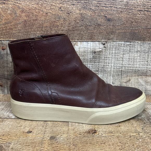 Frye Beacon Inside Zip Boots Brown Leather SZ 9 - Picture 7 of 10